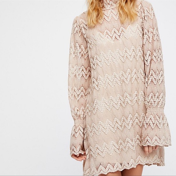 Free People Simone Lace Dress Size Small In Neutral Cream Tan - Picture 3 of 12